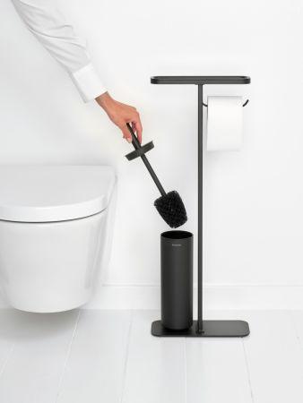 Brabantia MindSet Serviteur de toilettes -Mineral Infinite Grey avec étagère, porte-rouleau et brosse de toilettes_4