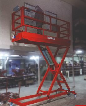 Nacelle ciseaux avec système de sécurité intégré pour descente