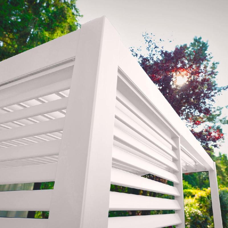 Panneau brise-vue latéral à ventelles 1,2 m - pour pergola bioclimatique Ombrea - couleur blanc_4