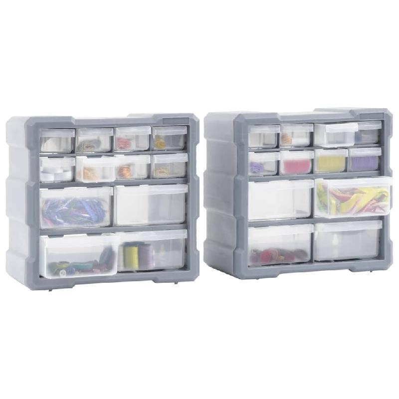 Vidaxl organisateurs multi-tiroirs avec 12 tiroirs 2 pcs 26,5x16x26 cm 147582_4