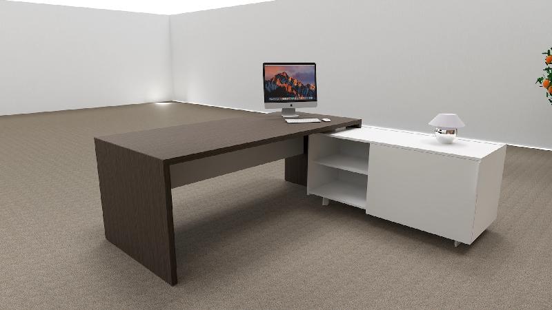 Bureau d'angle T45 avec desserte dos design - Quadrifoglio - 212, Droite, Eucalyptus et blanc_4