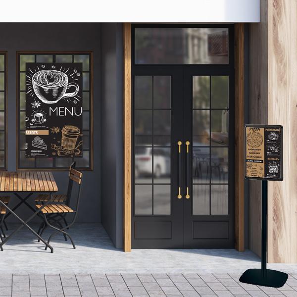 Porte-affiche A4 simple-face pied H 158 cm noir Réf : 214062NR_4