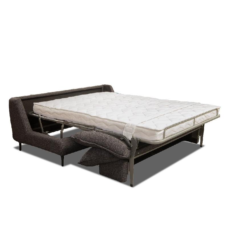 Canapé lit compact 3 places Lisbonne - ouverture express 140x190 cm - sommier à lattes - matelas 13 cm - tissu tweed anthracite chiné_4