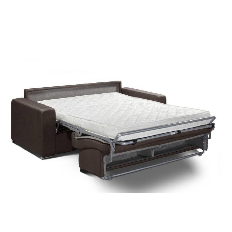 Canapé convertible PASSION - Matelas 16 cm - Système express - Sommier à lattes 120 cm - Microfibre marron_4
