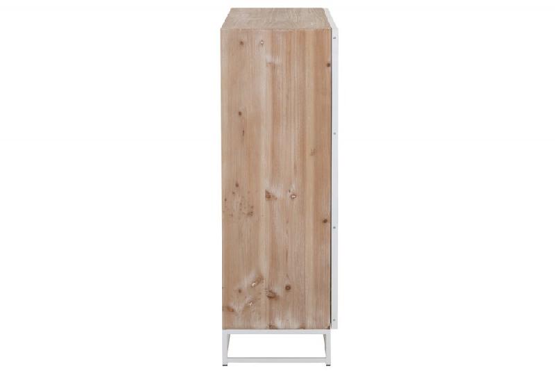 Buffet MOUNIE - 2 portes motifs chevron naturel clair - pieds métal blanc - style industriel_4