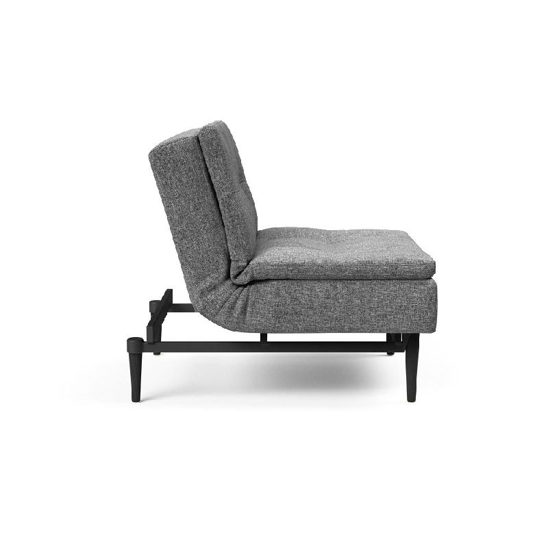 Fauteuil design Dublexo Styletto - Convertible lit 90*115 cm - Pieds en chêne noir - Tissu Twist Charcoal_4