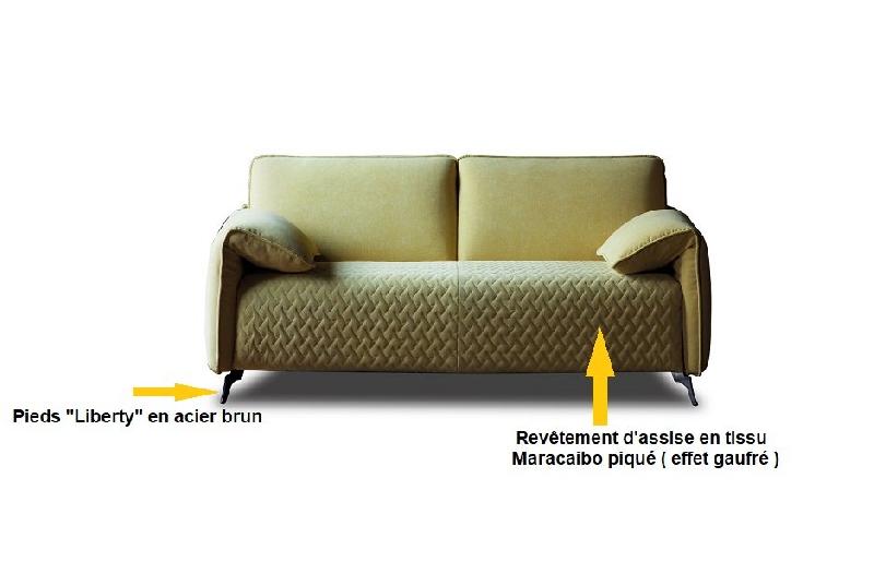 Canapé convertible EPSILON 140x195 cm - Tissu Maracaïbo vert anis - Assise piquée - Fabrication italienne_4