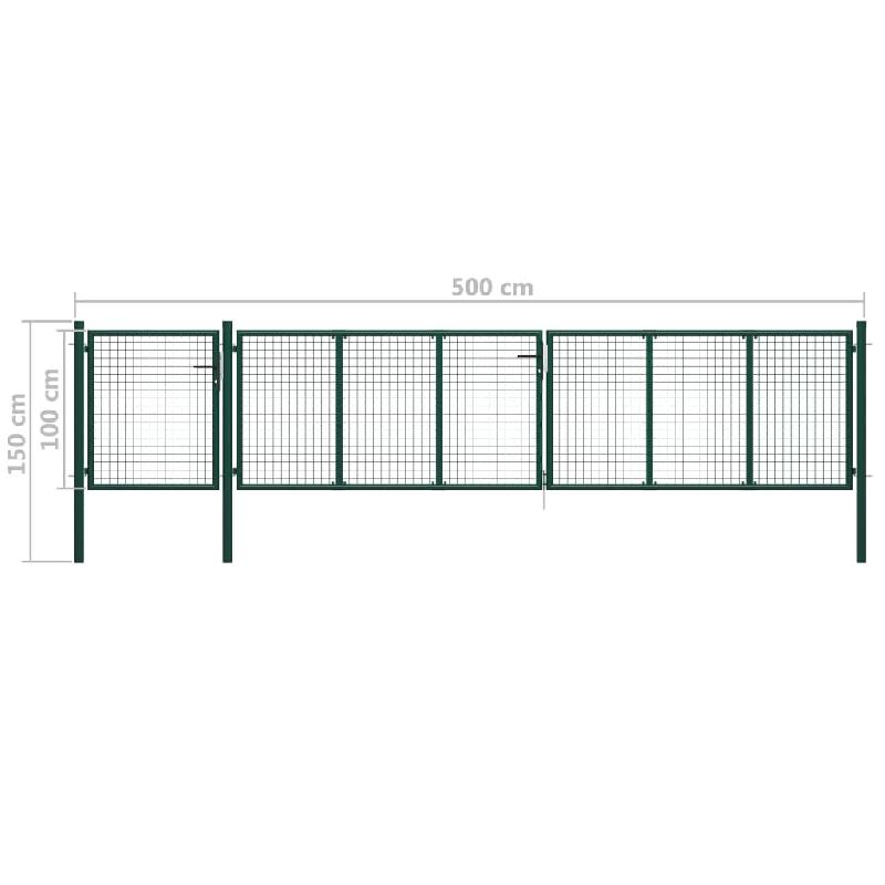 Vidaxl portail de jardin acier 500 x 100 cm vert 144317_4