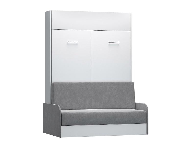 Composition lit escamotable blanc mat Dynamo Sofa - Canapé avec accoudoirs gris et colonne de rangement 140x200 cm_4