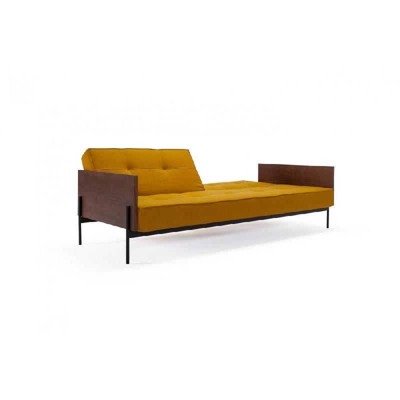 Innovation Living - Canapé Splitback Lauge convertible lit 115x210 cm - Tissu Elegance Burned Curry - Accoudoirs noyer_4