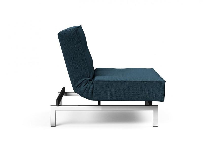 Fauteuil design convertible lit Splitback Chrome - tissu Argus Navy Blue - 90x115 cm - Innovation Living_4