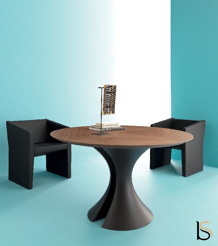 Table de réunion ronde Ola - Martex - 125, Anthracite, Noyer_4