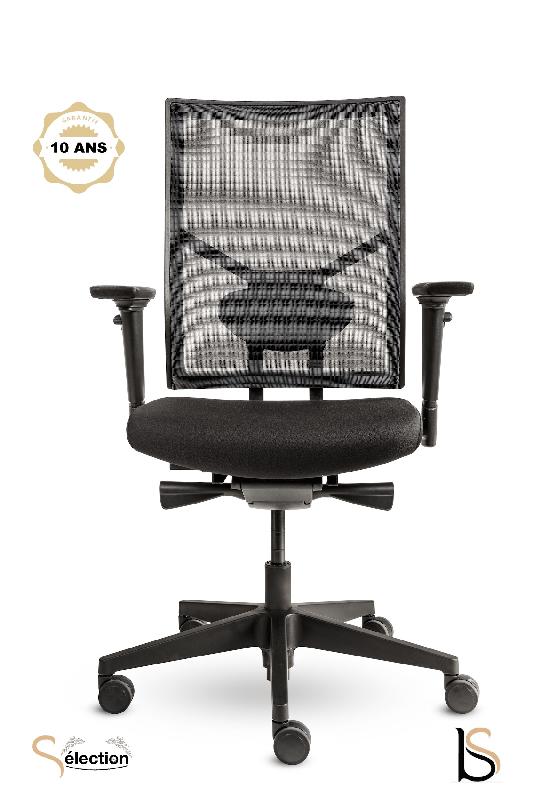 Fauteuil de bureau haut de gamme avec dossier résille - Noir_4