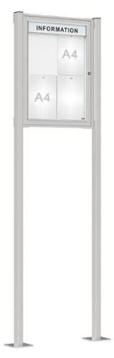 Vitrine Tradition anodisée sur poteaux - Affichage simple face - Taille de l'affichage de 2 à 18 A4_4
