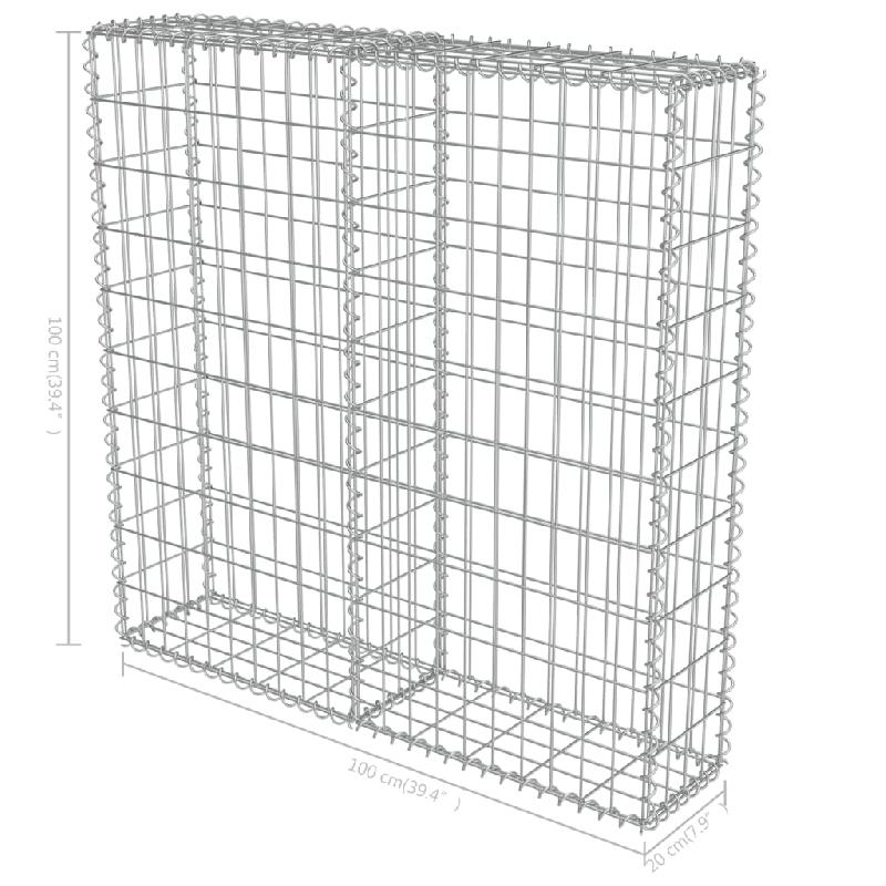 Vidaxl mur à gabion avec couvercles acier galvanisé 100x20x100 cm 143578_4