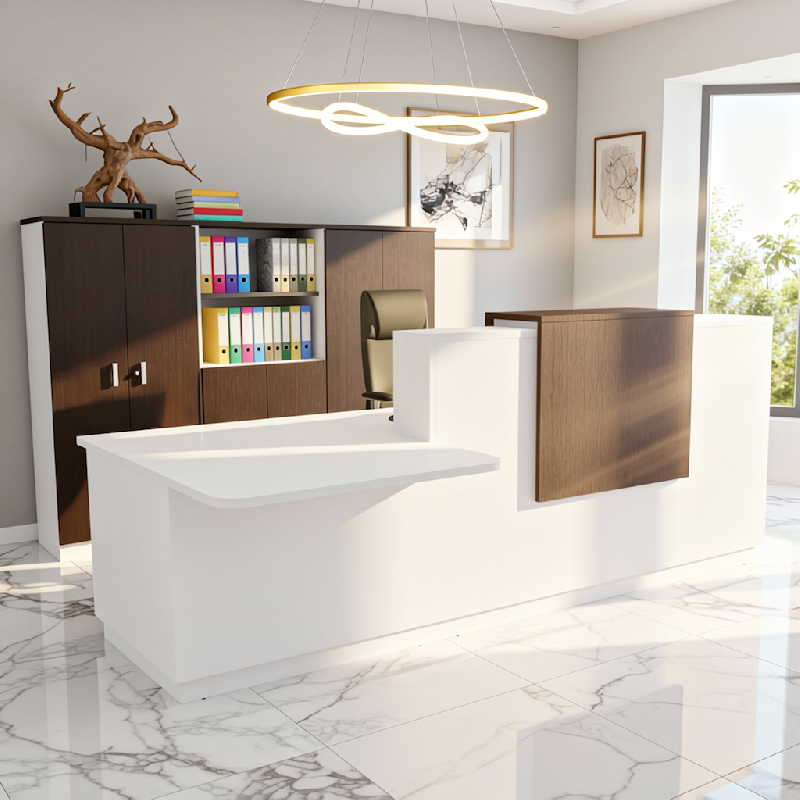 Banque d'accueil Design & Ergonomique : La solution idéale pour Cabinets Médicaux - 242, Blanc, Wenge, Gauche, Non_0