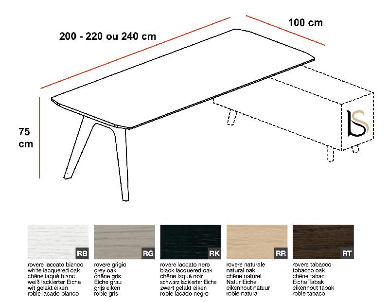 Bureau d'angle Rail en bois- Bralco. - 200, Droite, Chêne blanc_4