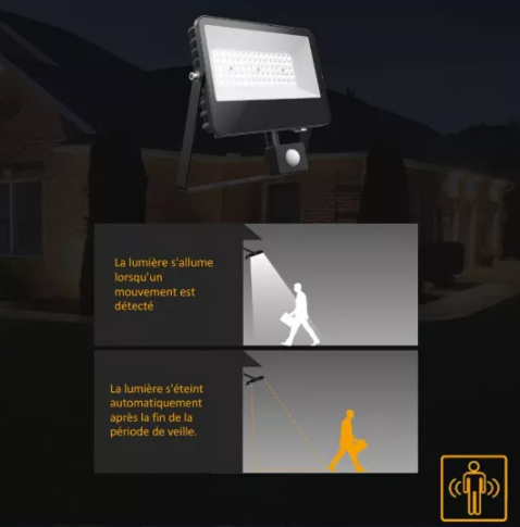 Projecteur LED en applique avec détecteur de mouvement - 20W à 30W - DETEC - Étanche IP65 - 140 Lumens/W_4