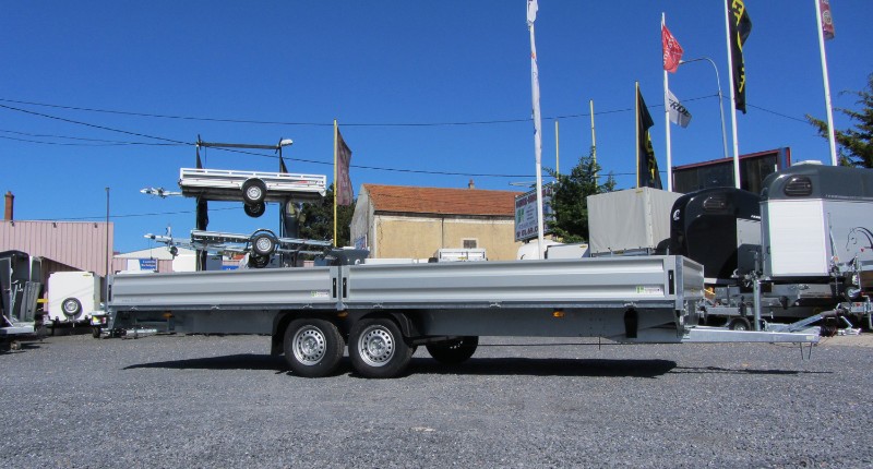 Remorque plateau HUMBAUR HN 356221 GR - 2 essieux, roues surbaissées, ridelles alu_4