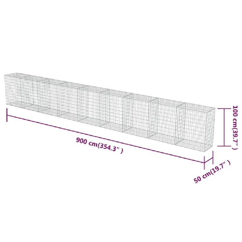 Vidaxl mur à gabion avec couvercles acier galvanisé 900 x 50 x 100 cm 143588_4