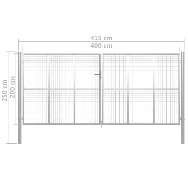 Vidaxl porte de jardin acier galvanisé 415x250 cm argenté 144303_4