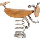 Jeu Ressort Natural - Structure en inox et assise en bois pour enfants de 3 à 12 ans_4