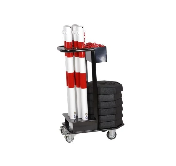Chariot avec 6 poteaux rouges et blancs_4