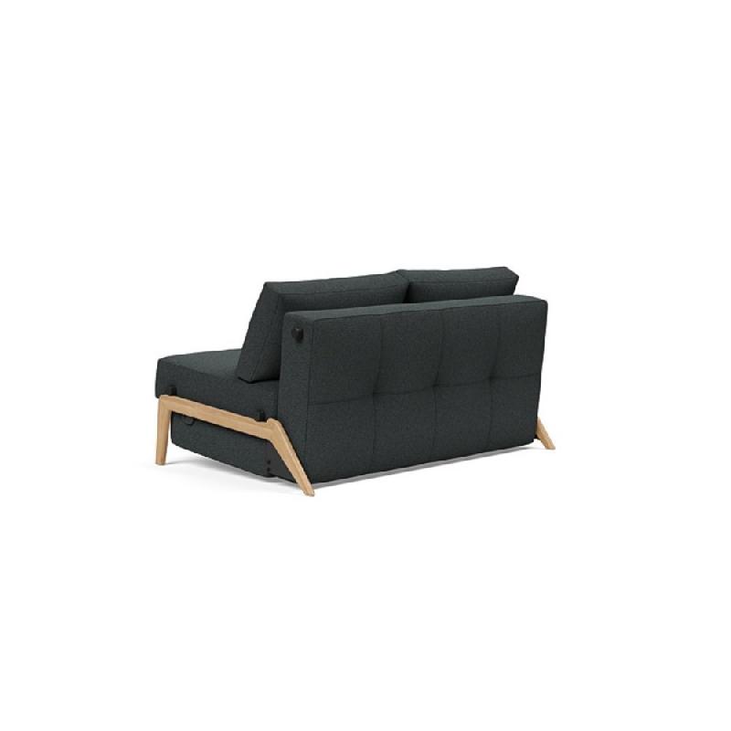 Canapé design convertible Cubed Wood 02 - Lit 160x200 cm - Tissu bouclé Black Raven - Innovation Living_4