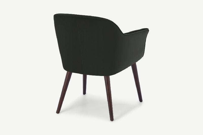 Fordell - Chaise à accoudoirs en velours gris colline - Pieds en hêtre - Confort et design sophistiqué_4