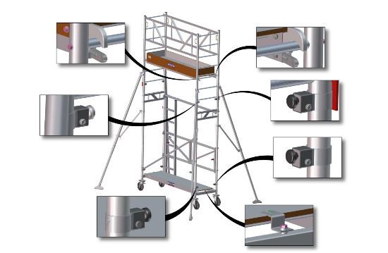 Échafaudage aluminium Banchalu ULTRALU - Hauteur de travail de 4.00 m à 9.75 m - Plateau baquet alu/bois avec trappe_4