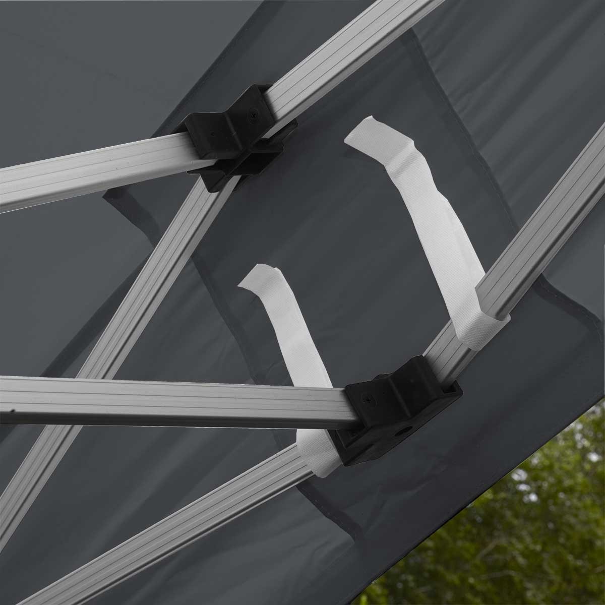 Tente pliante 4x4m grise - aluminium hexagonal 40mm - toit imperméable PVC 300g/m²_4