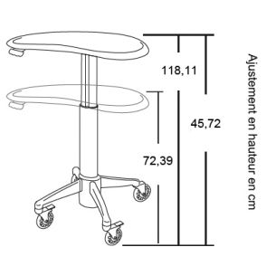 Chariot médical informatique Laptop Kidney Cart H Class - Ergonoflex - 15,42 kg - réglable en hauteur et antibactérien_4