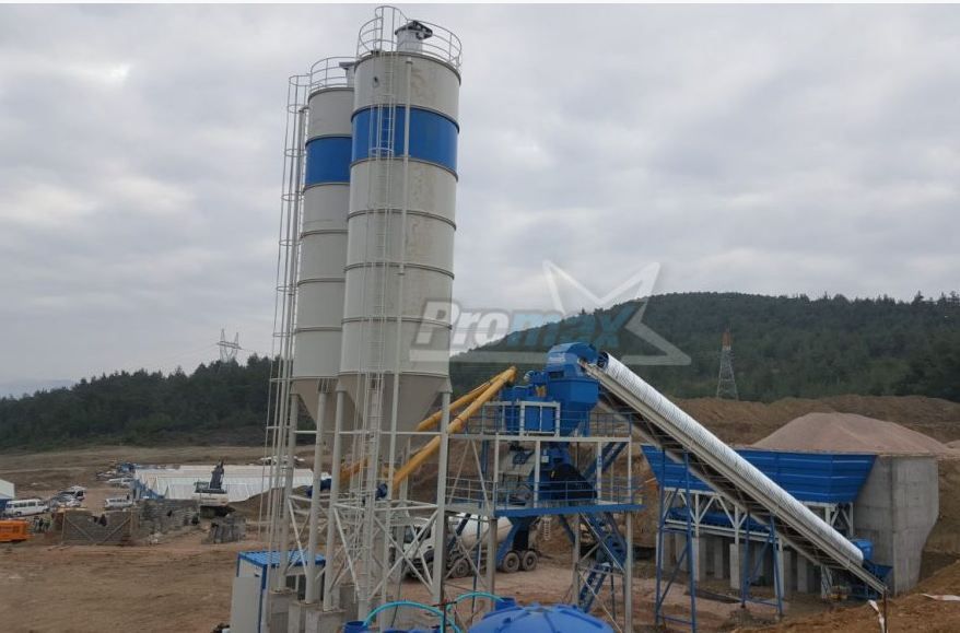 Centrale à béton fixe avec mélangeur Twin Shaft/Single Shaft - 100 m³/h - Capacité 3000 lt - Promax S100_4