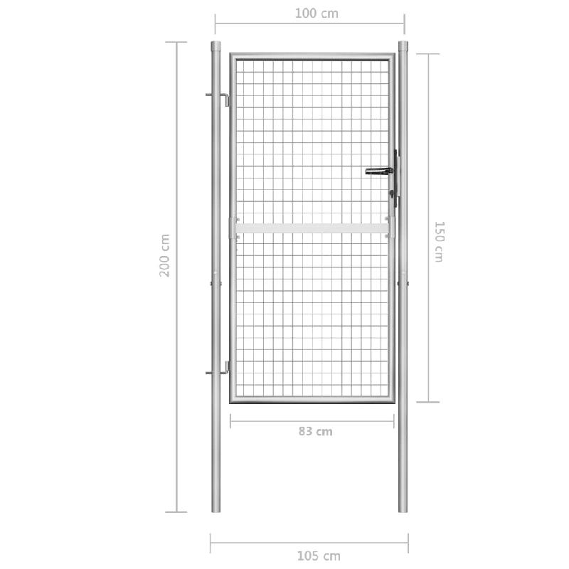 Vidaxl porte de jardin acier galvanisé 105x200 cm argenté 144758_4
