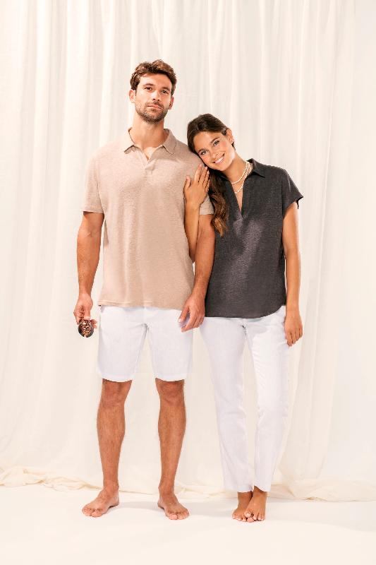 Polo en lin homme - Réf: NS220 - Native Spirit - 100% lin, coupe ajustée, col polo sans bouton_4