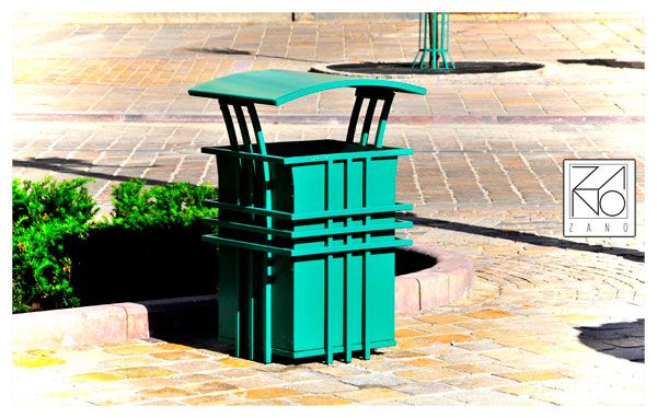 Poubelle publique Szczepanski Zano - 60L - acier noir avec bac intérieur galvanisé verrouillable_4