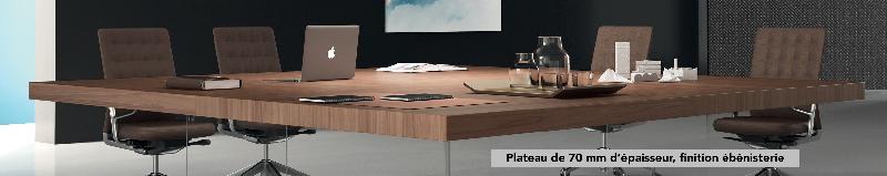 Table de réunion carrée Kyo avec pieds verre - Martex - Noyer_4