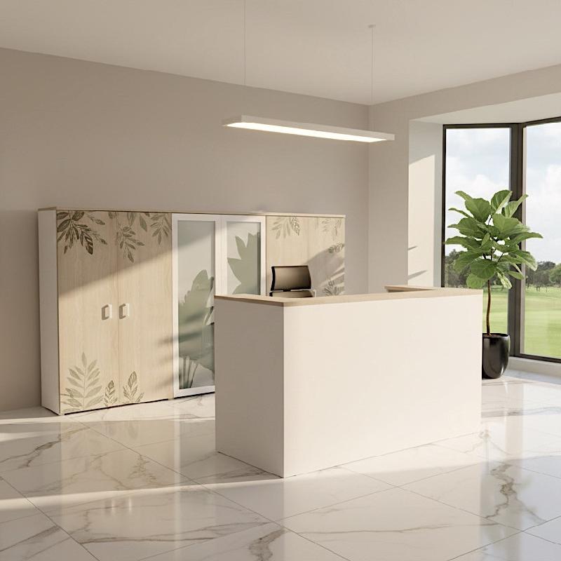 Banque d'accueil Delta First bicolore 1 personne - Mobel Linea - 144, Blanc/ acacia clair_0
