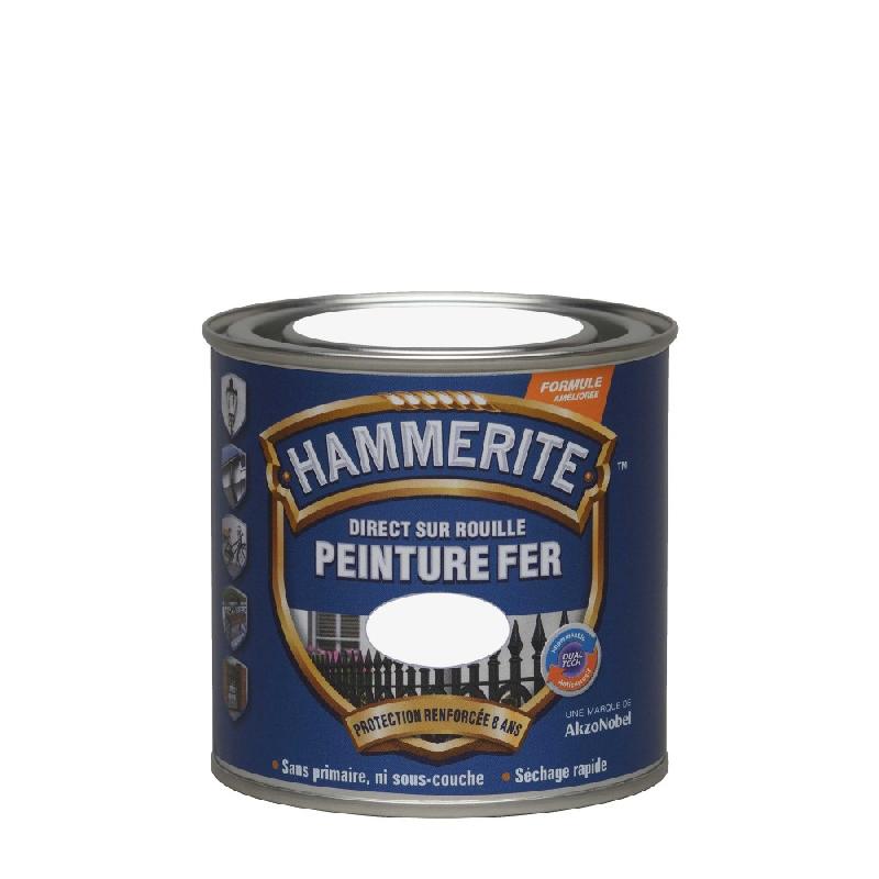 Peinture fer extérieur HAMMERITE - Blanc martelé - Direct sur rouille - 0.25L - Protection et décoration des métaux ferreux_4