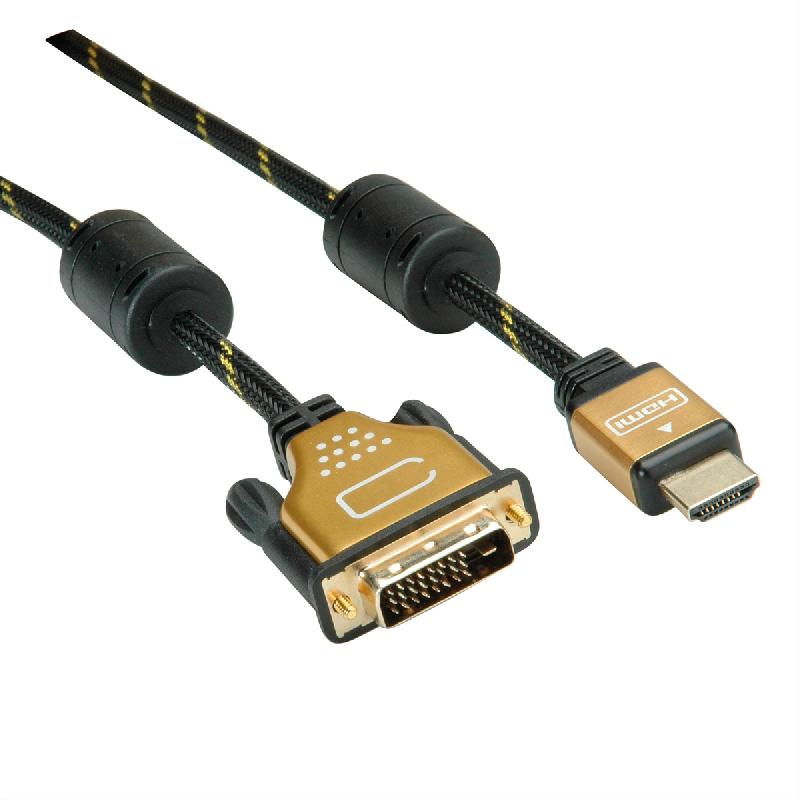 ROLINE GOLD Câble pour écran DVI-HDMI, M-M, (24+1) dual link, Retail Blister, 2 m_4