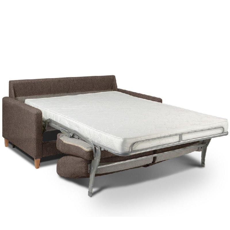 Canapé convertible OGGETTO en velours marron - Matelas 16 cm - Système express - Sommier à lattes 120 cm RENATONISI_4