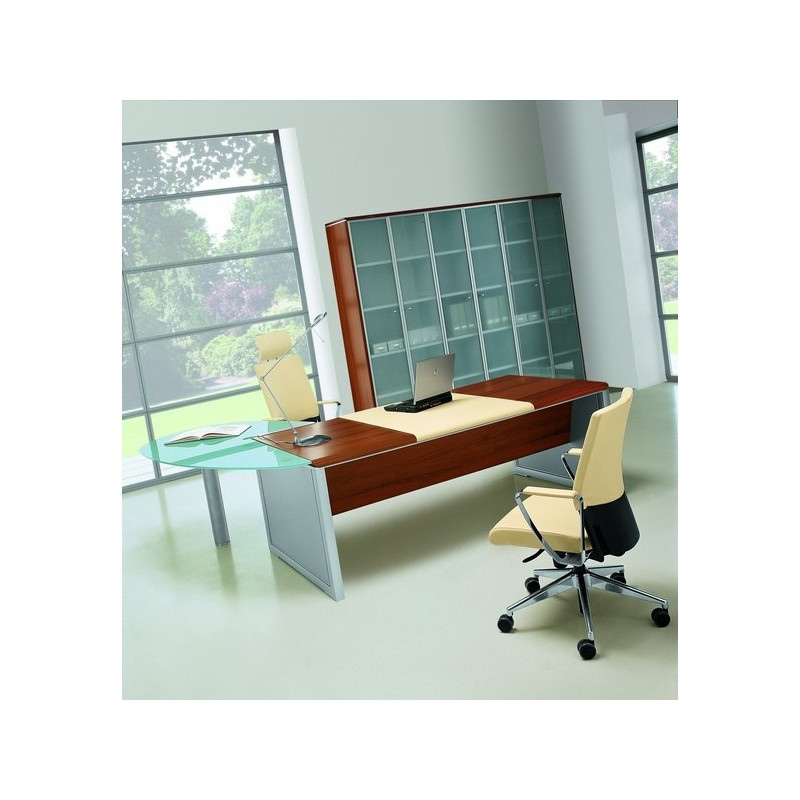 Bureau de direction ZETA X - Sous main cuir en option - Plateau bois 180/200 cm - QUADRIFOGLIO_4