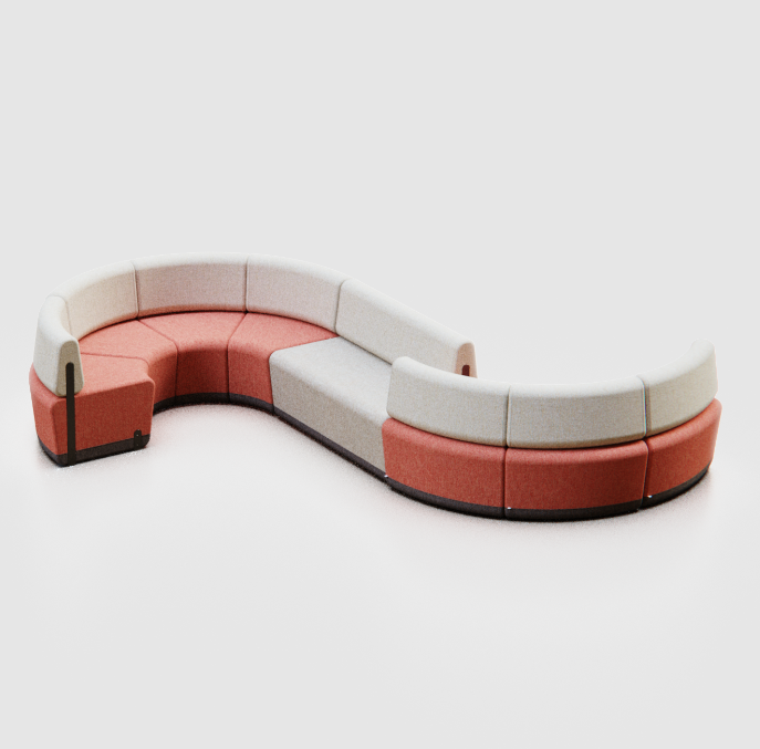 Canapé scolaire modulaire incurvé avec dossier - Base disponible en 3 couleurs - Kalin Curved Complete_4