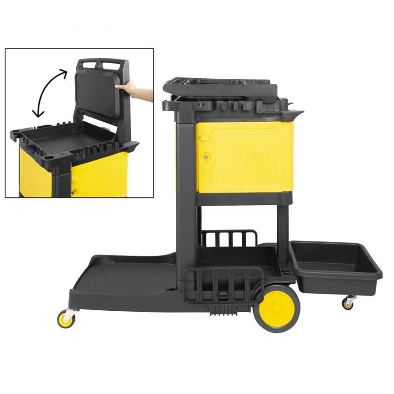 Chariot de nettoyage avec armoire verrouillable noir | Jantex - FU998_4