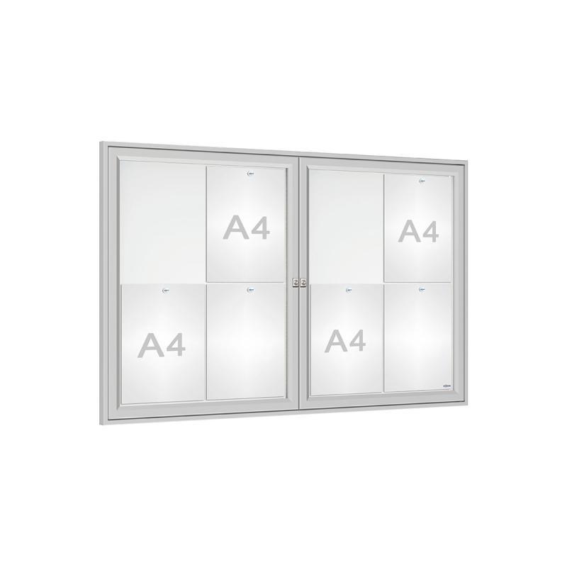 Vitrine d'intérieure anodisée - Affichage de 2 à 18 A4, épaisseur 30 mm, porte simple ou double battant_4