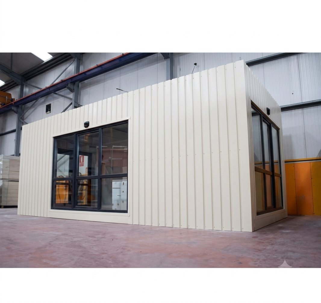 Bureau de chantier modulaire - Empilable - 6,00 x 2,40 m hauteur 2,60 m - Porte en acier galvanisé - Module-T_4