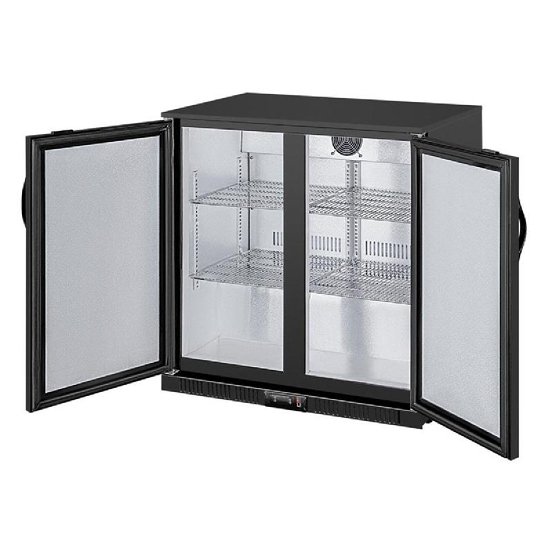 Arrière-bar deux portes pleines pivotantes Série G noir 208L | Polar - GL016_4