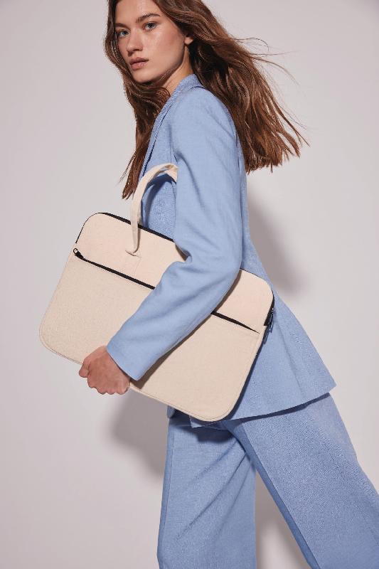 Sac de travail en coton porte-tablette et ordinateur jusqu'à 15 pouces - Kimood - Réf: KI0434_4