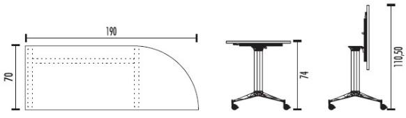 Table de réunion NET, plateau abattant avec retour - Mobel Linea - Alu, Wenge, Droite_4