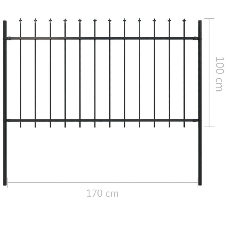 Vidaxl clôture de jardin avec dessus en lance acier 1,7 x 1 m noir 144925_4